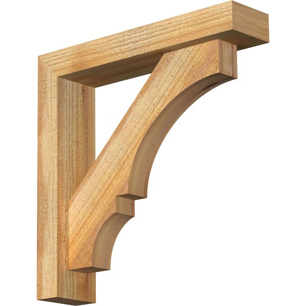 Ekena Millwork Balboa Block Rough Sawn Bracket w/ Offset Brace, Western Red Cedar, 4"W x 18"D x 18"H BKT0402X18X18BOA05RWR - main